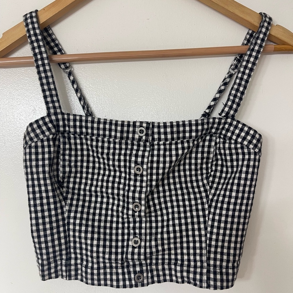 Hollister Black and White Gingham Top